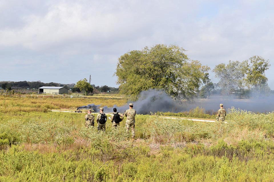 Soldiers observe robotics experimentation demonstration at the Bush Combat Development Center.
