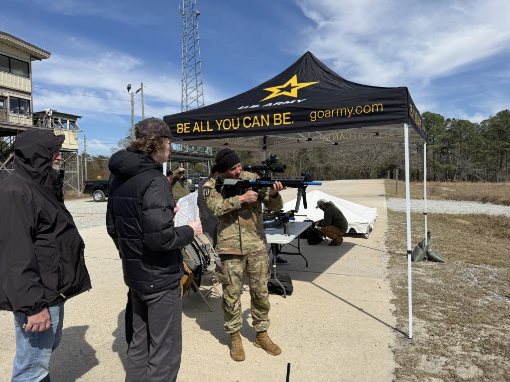 Soldier holding weapon