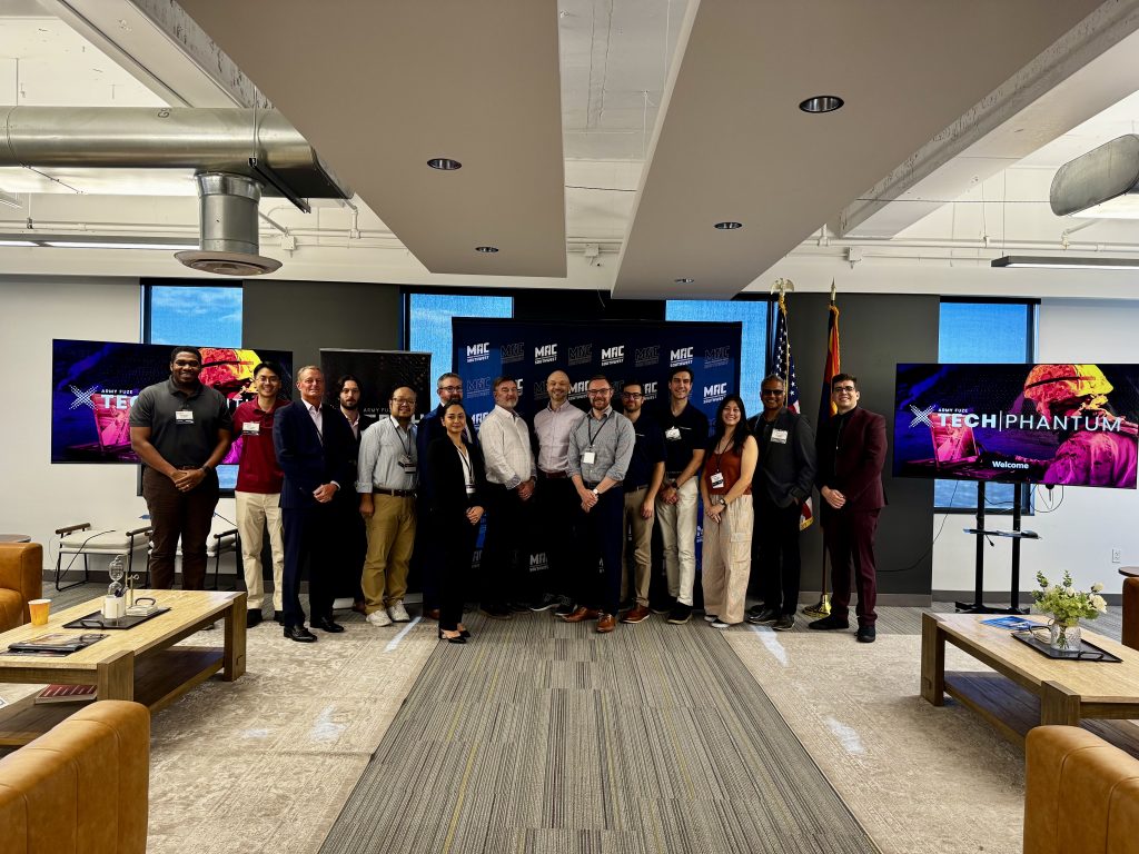 Representatives from Each Winning Company Pose with xTech and Army Leadership at the  
SWMAC Office for the xTech|Phantum Finals Awards Ceremony 